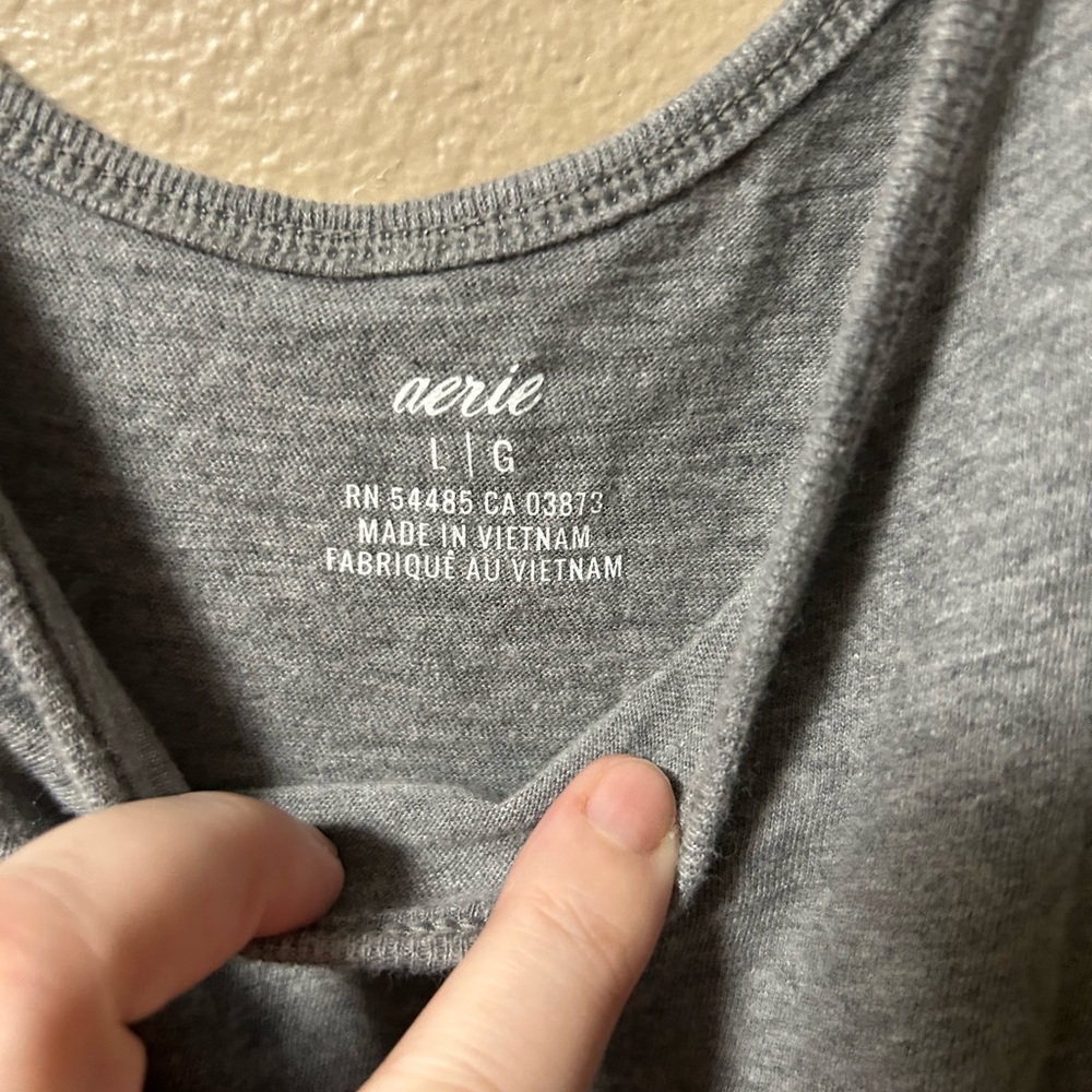 Aerie Grey Sleeveless Casual Athleisure Jumpsuit Large Cotton Lounge Comfy - Picture 3 of 7